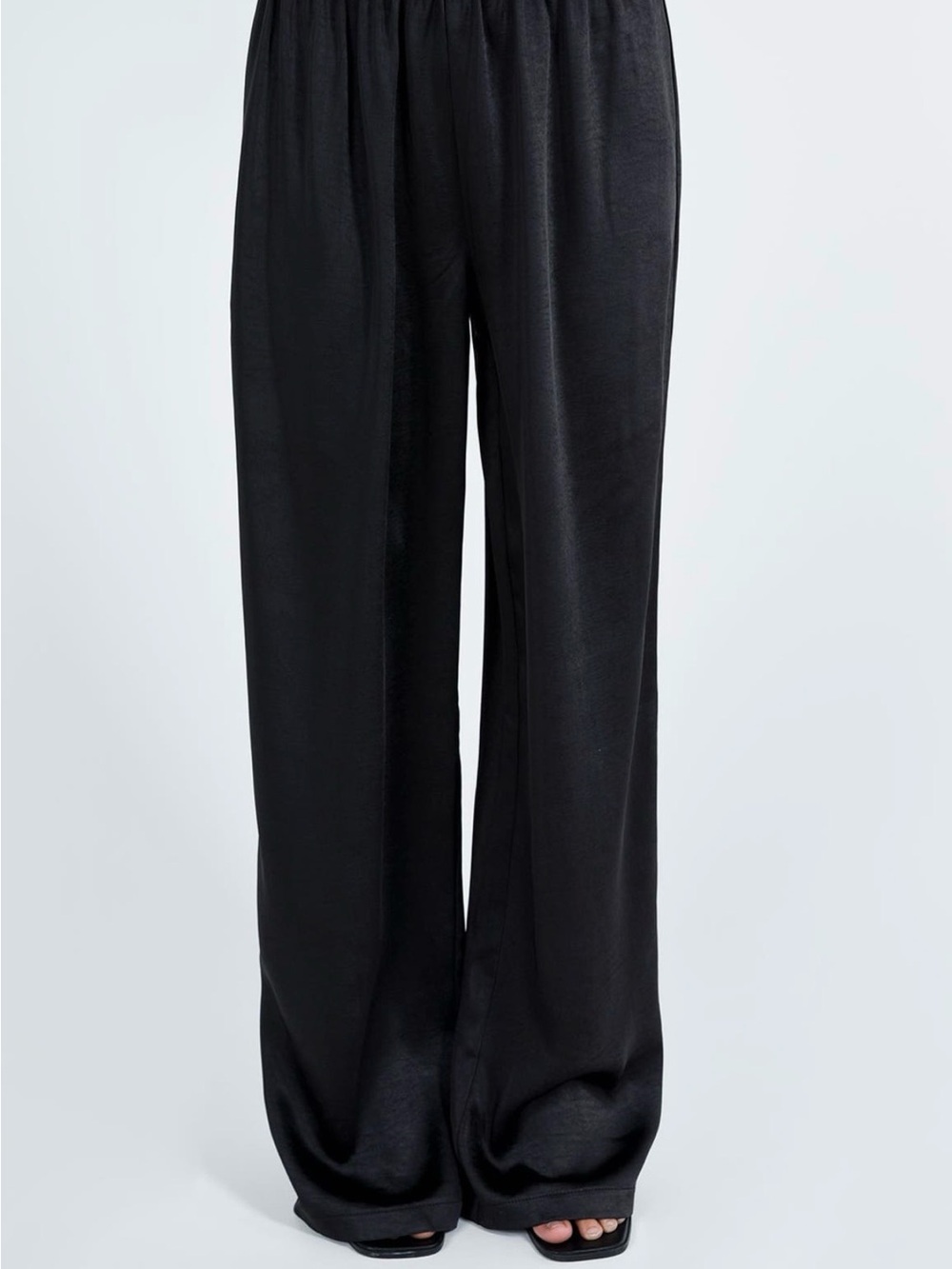 Princess Polly Black Satin Wide-Leg Pants Satin-like.